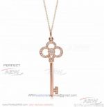 AAA Replica Tiffany Keys Crown Key Necklace In Rose Gold With Diamond
